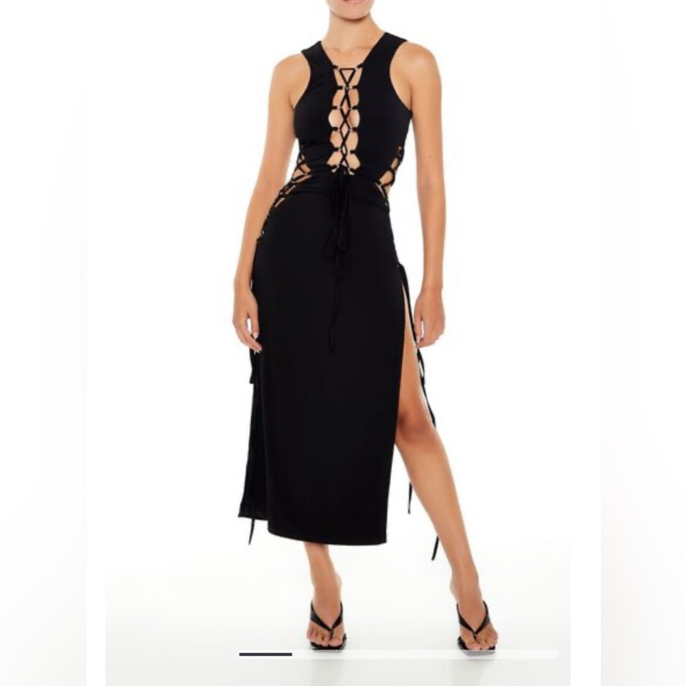 Lace up midi dress
